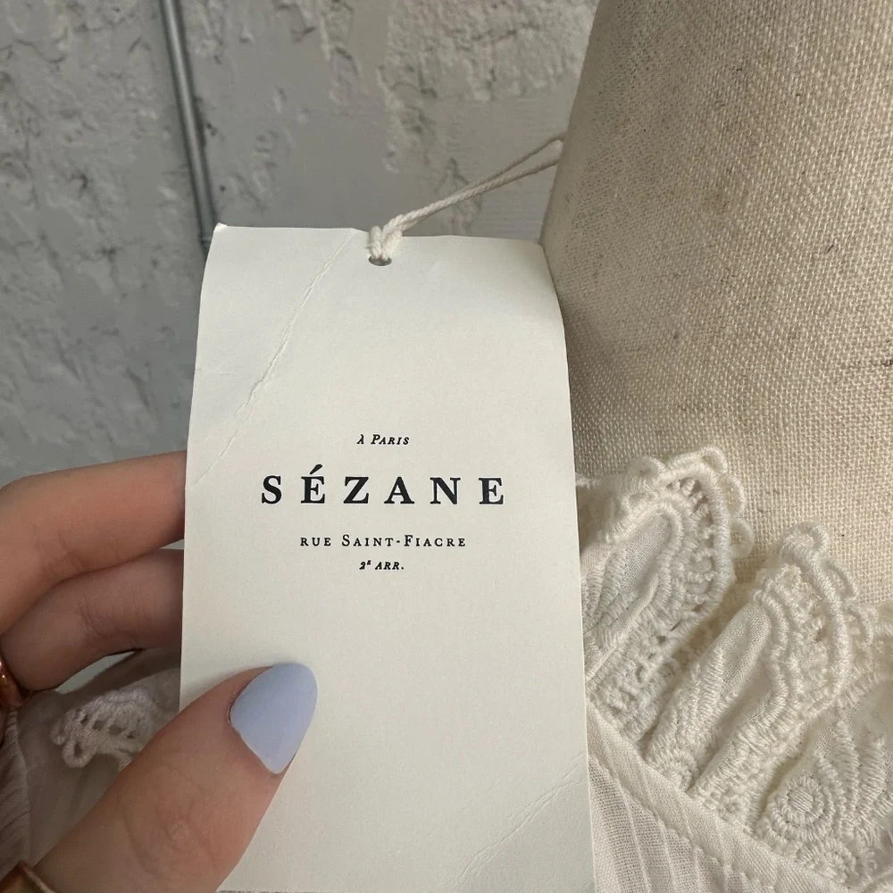 Sézane Chemise Marianella Scalloped White Victorian Blouse SIZE 4 - Picture 10 of 13